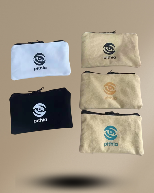 Cotton Canvas Bag with Zipper – Double-Sided Accessory Pouch for Everyday Organization